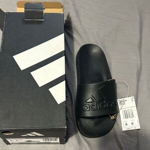 adidas Black Slide with Embossed Logo